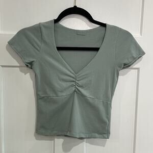 John Galt Baby Doll Tee Cropped One Sz Sage Green Y2K 90's Skater Grunge